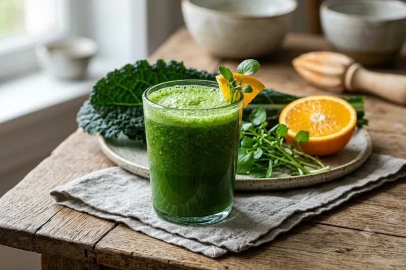Sumo Verde de Couve, Agrião e Laranja