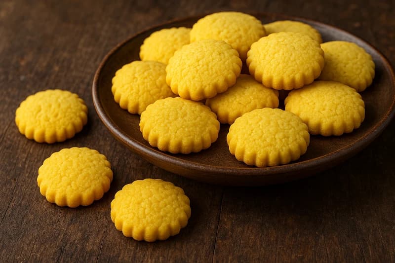 Biscoitos Amarelinhos de Fubá com Coco