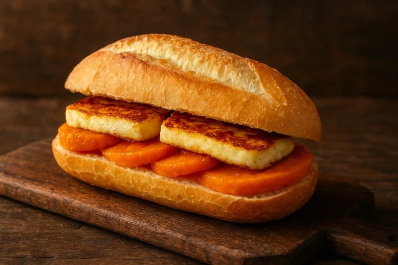 X-Caboquinho Amazônico (Sanduíche com Queijo Coalho e Tucumã)
