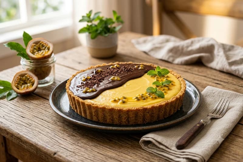 Torta de Maracujá e Chocolate