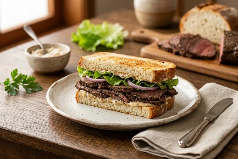 Sanduíche de Carne Assada com Creme de Cebola