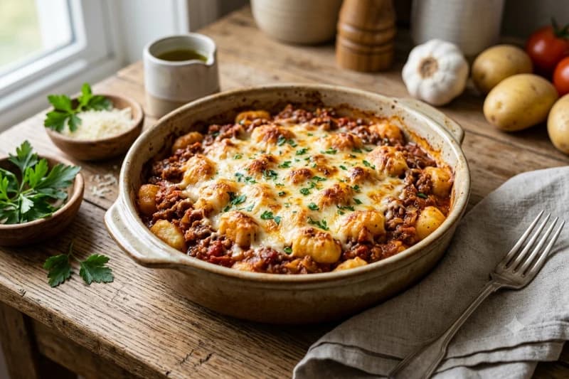 Nhoque de Batata com Molho de Carne e Queijo
