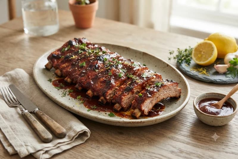 Costelinha de Porco Suculenta ao Molho de Churrasco
