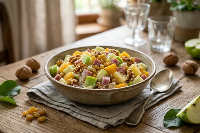 Salada de Frutas Festiva com Presunto e Nozes