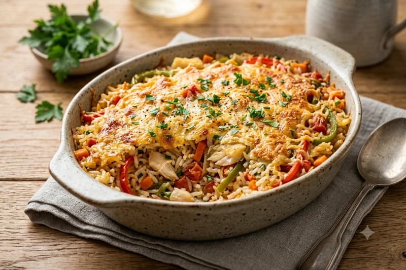 Arroz com Bacalhau Gratinado