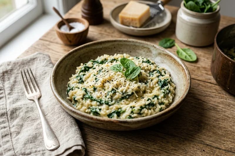 Arroz com Espinafre Cremoso e Prático