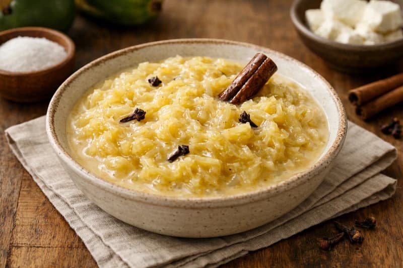 Doce Cremoso de Mamão Verde com Leite e Especiarias